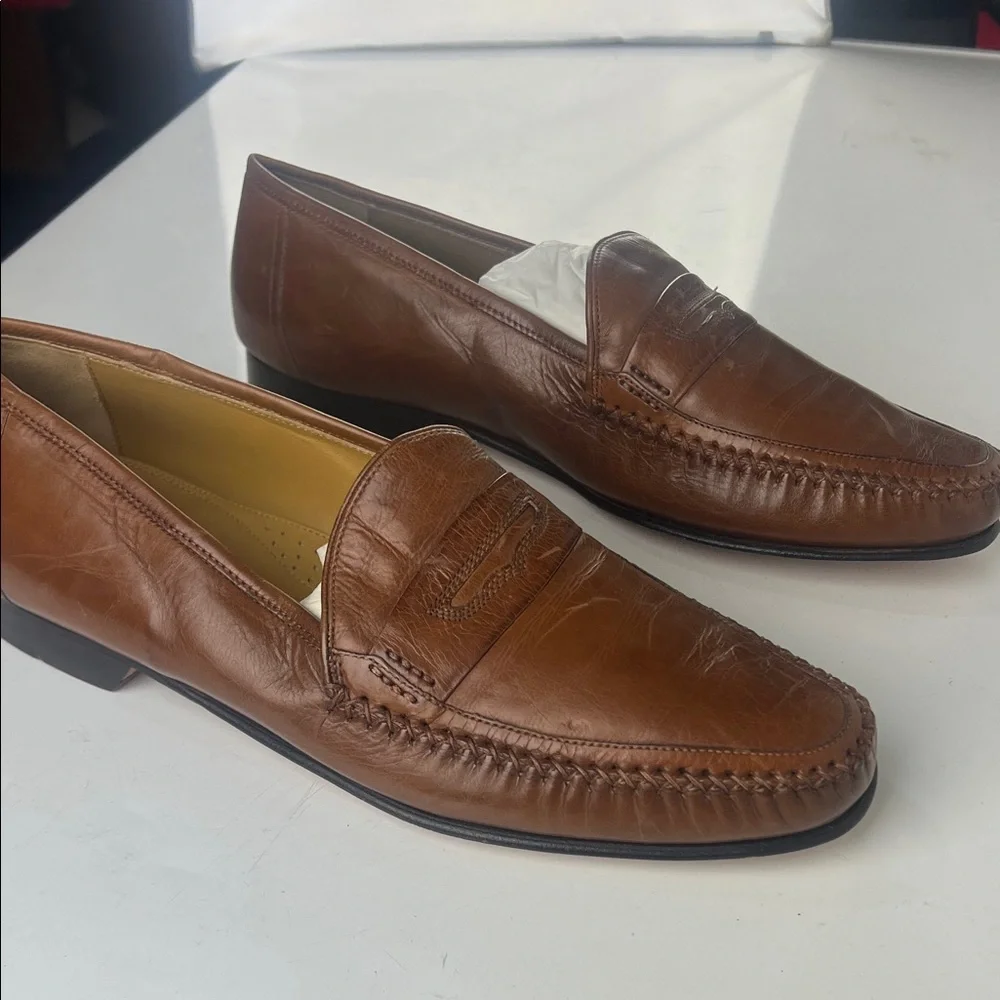 Johnston & Murphy Tan Leather Slip-On Loafers
